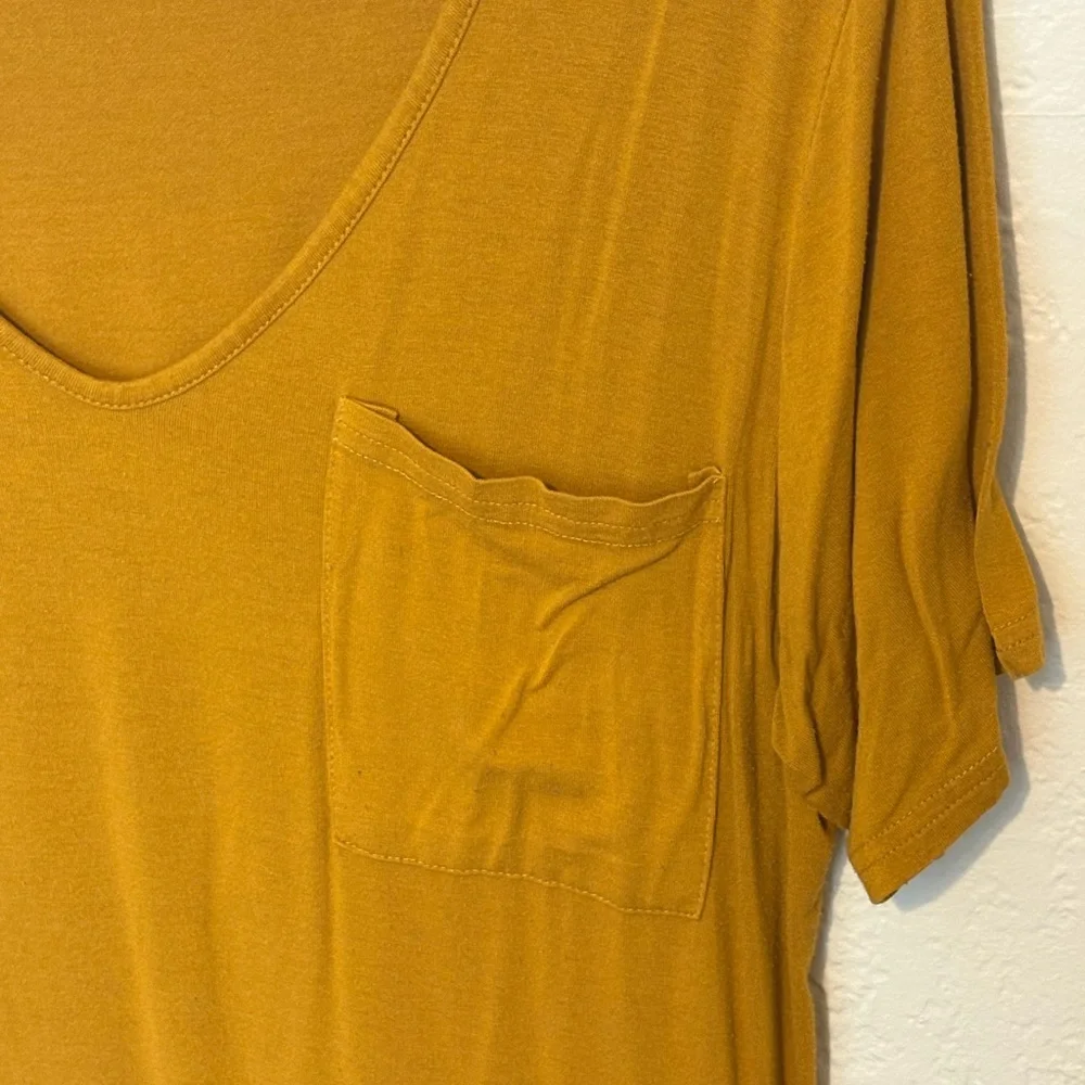 Allegrace Mustard Yellow V-Neck Tunic Top (Size Large)